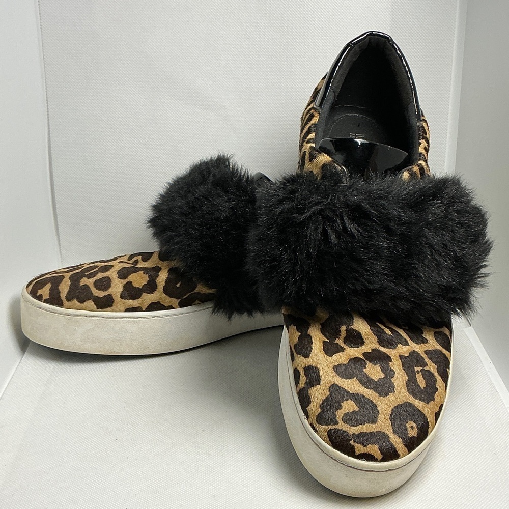 Michael Michael Kors Leopard Calf Hair Faux Fur Slip-On Sneakers Size 10